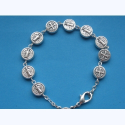 Różaniec-bransoletka kolor srebrny z medalem Św.Benedykta Nr.1